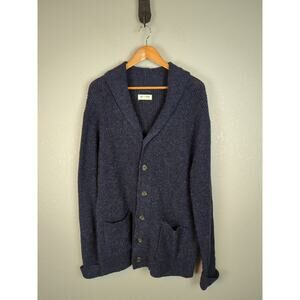 Line of Trade Mens Shawl Collar Cardigan Sweater Size XL Blue Shetland Wool